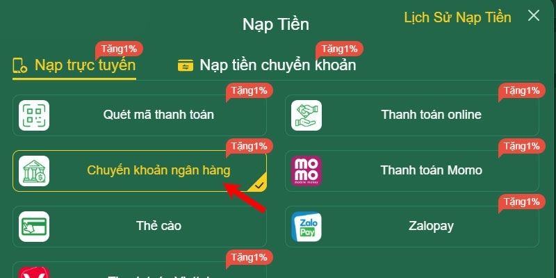 Các hình thức nạp tiền HB88 nổi bật